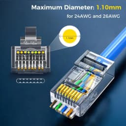 ZoeRax 200-Pack RJ45 Cat6 Pass Through Connector RJ45 Modular Plugs for CAT6 CAT5E Solid or Stranded FTP/UTP Cable