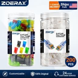 ZoeRax 200-Pack RJ45 Cat6 Pass Through Connector RJ45 Modular Plugs for CAT6 CAT5E Solid or Stranded FTP/UTP Cable
