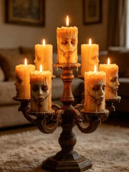 Halloween Stitched Face Silicone Candle Mold, Eerie Melting Zombie Face Wax Candle Making Mold, Gothic Home Decor Easy Demold SH260513103738518954880