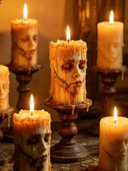 Halloween Stitched Face Silicone Candle Mold, Eerie Melting Zombie Face Wax Candle Making Mold, Gothic Home Decor Easy Demold SH260513103738518954880