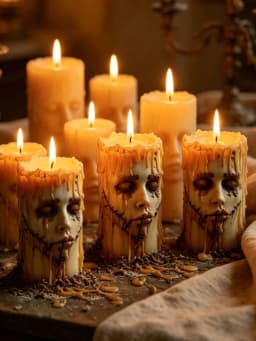 Halloween Stitched Face Silicone Candle Mold, Eerie Melting Zombie Face Wax Candle Making Mold, Gothic Home Decor Easy Demold SH260513103738518954880
