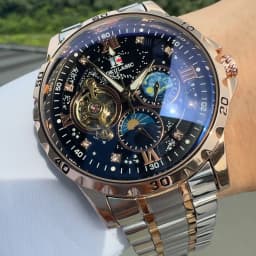AOKULASIC Fashion Mechanical Watch for Men Starry Sky Luminous Design Stainless Steel Strap Business Automatic Watches Moon Phase Tourbillon Mens Wristwatches