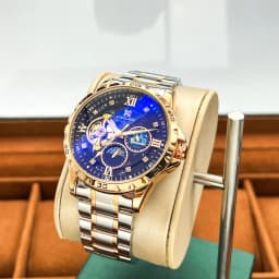 AOKULASIC Fashion Mechanical Watch for Men Starry Sky Luminous Design Stainless Steel Strap Business Automatic Watches Moon Phase Tourbillon Mens Wristwatches