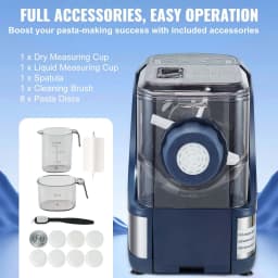 Electric Pasta Maker, 150W Automatic Noodle Maker Machine with 8 Pasta Shapes, 4 Intelligent Modes, 500g Flour Capacity Pasta Maker Machine with Measuring Cups, Cleaning Brush for Home Kitchen