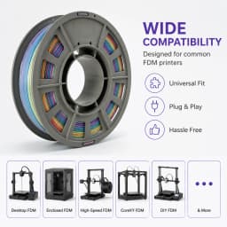 High Precision 1.75mm Gradient PLA 3D Printer Filament Vibrant Rainbow Colors Smooth Layer Vacuum Packaging Consumables