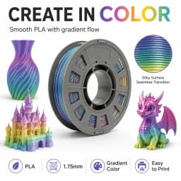High Precision 1.75mm Gradient PLA 3D Printer Filament Vibrant Rainbow Colors Smooth Layer Vacuum Packaging Consumables