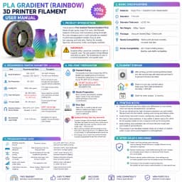 High Precision 1.75mm Gradient PLA 3D Printer Filament Vibrant Rainbow Colors Smooth Layer Vacuum Packaging Consumables