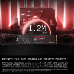 Sandisk Optimus GX PRO 8TB 850X NVMe SSD Internal Solid State Drive - Gen4 PCIe, M.2 2280, Up to 7,200 MB/s Read Speed - SDSP81800TAN