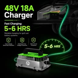 48V 100Ah LiFePO4 Golf Cart Battery, 10.24kW Peak Power & 4000+ Cycles, Built-in 200A BMS | with 48V 18A Lithium Battery Charger, LCD Screen & APP Monitoring | for Golf Carts, RV,