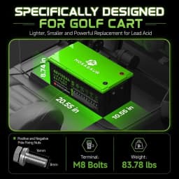 48V 100Ah LiFePO4 Golf Cart Battery, 10.24kW Peak Power & 4000+ Cycles, Built-in 200A BMS | with 48V 18A Lithium Battery Charger, LCD Screen & APP Monitoring | for Golf Carts, RV,