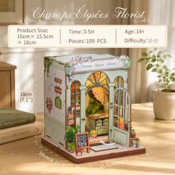 Original CUTEBEE 199pcs Champs-Élysées Florist Book Nook Kit DIY Miniature House Dollhouse Kit Book Nook Para Montar for Adults Booknook Tiny Flower House Bookshelf Decor 3D Wooden Puzzle DIY Craft Gifts for Family Friends for Books Fans Gifts