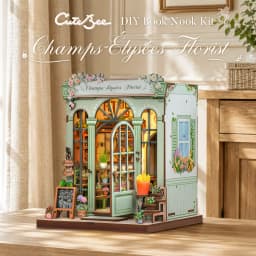 Original CUTEBEE 199pcs Champs-Élysées Florist Book Nook Kit DIY Miniature House Dollhouse Kit Book Nook Para Montar for Adults Booknook Tiny Flower House Bookshelf Decor 3D Wooden Puzzle DIY Craft Gifts for Family Friends for Books Fans Gifts