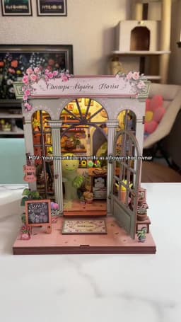 Original CUTEBEE 199pcs Champs-Élysées Florist Book Nook Kit DIY Miniature House Dollhouse Kit Book Nook Para Montar for Adults Booknook Tiny Flower House Bookshelf Decor 3D Wooden Puzzle DIY Craft Gifts for Family Friends for Books Fans Gifts