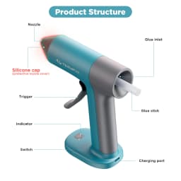Cordless Hot Glue Gun 4V USB‑C Rechargeable Mini Hot Melt Glue Gun with Battery 30s Fast Heating, Anti‑Drip Nozzle, Comes With 7*140mm Hot Glue Sticks Portable Glue Gun For Crafts DIY Projects & Home Repairs