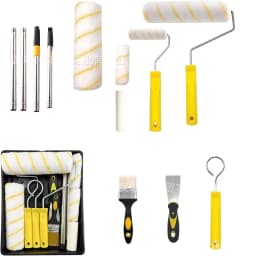 13-Piece/Set Paint Roller Kit with 9" & 4" Microfiber Roller Covers - Professional Smooth Finish Paint Brush, Tray, Scraper & Adjustable Extension Pole for Walls, Ceilings, Furniture