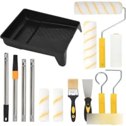 13-Piece/Set Paint Roller Kit with 9" & 4" Microfiber Roller Covers - Professional Smooth Finish Paint Brush, Tray, Scraper & Adjustable Extension Pole for Walls, Ceilings, Furniture