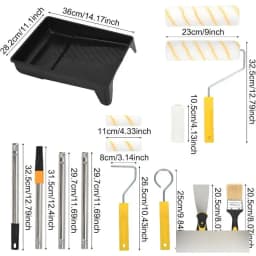 13-Piece/Set Paint Roller Kit with 9" & 4" Microfiber Roller Covers - Professional Smooth Finish Paint Brush, Tray, Scraper & Adjustable Extension Pole for Walls, Ceilings, Furniture