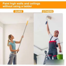 13-Piece/Set Paint Roller Kit with 9" & 4" Microfiber Roller Covers - Professional Smooth Finish Paint Brush, Tray, Scraper & Adjustable Extension Pole for Walls, Ceilings, Furniture