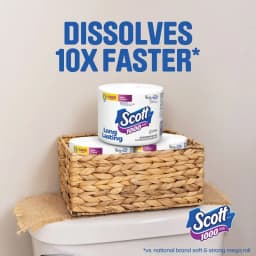 Septic-Safe Toilet Paper, 1-Ply Bathroom Tissue, 4 Rolls, 1,000 Sheets Per Roll, 4,000 Sheets Total, Everyday Household Use