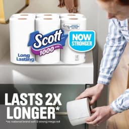 Septic-Safe Toilet Paper, 1-Ply Bathroom Tissue, 4 Rolls, 1,000 Sheets Per Roll, 4,000 Sheets Total, Everyday Household Use
