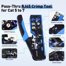 ZoeRax RJ45 CAT7 CAT6A Crimping Tool RJ45 Network Tool Kit for CAT6A CAT7 CAT5 CAT6 Connectors with Crimp Tool,Wire Stripper and Blades