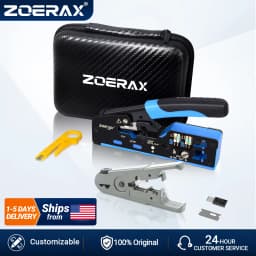 ZoeRax RJ45 CAT7 CAT6A Crimping Tool RJ45 Network Tool Kit for CAT6A CAT7 CAT5 CAT6 Connectors with Crimp Tool,Wire Stripper and Blades