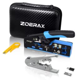 ZoeRax RJ45 CAT7 CAT6A Crimping Tool RJ45 Network Tool Kit for CAT6A CAT7 CAT5 CAT6 Connectors with Crimp Tool,Wire Stripper and Blades