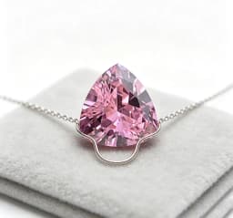 Trillion Cut Triangle Pink Loose Gemstone, Brilliant Faceted Sparkling Polished Pink Loose Stone for Ring Pendant Earrings Jewelry Making DIY Craft Gemstone Gift