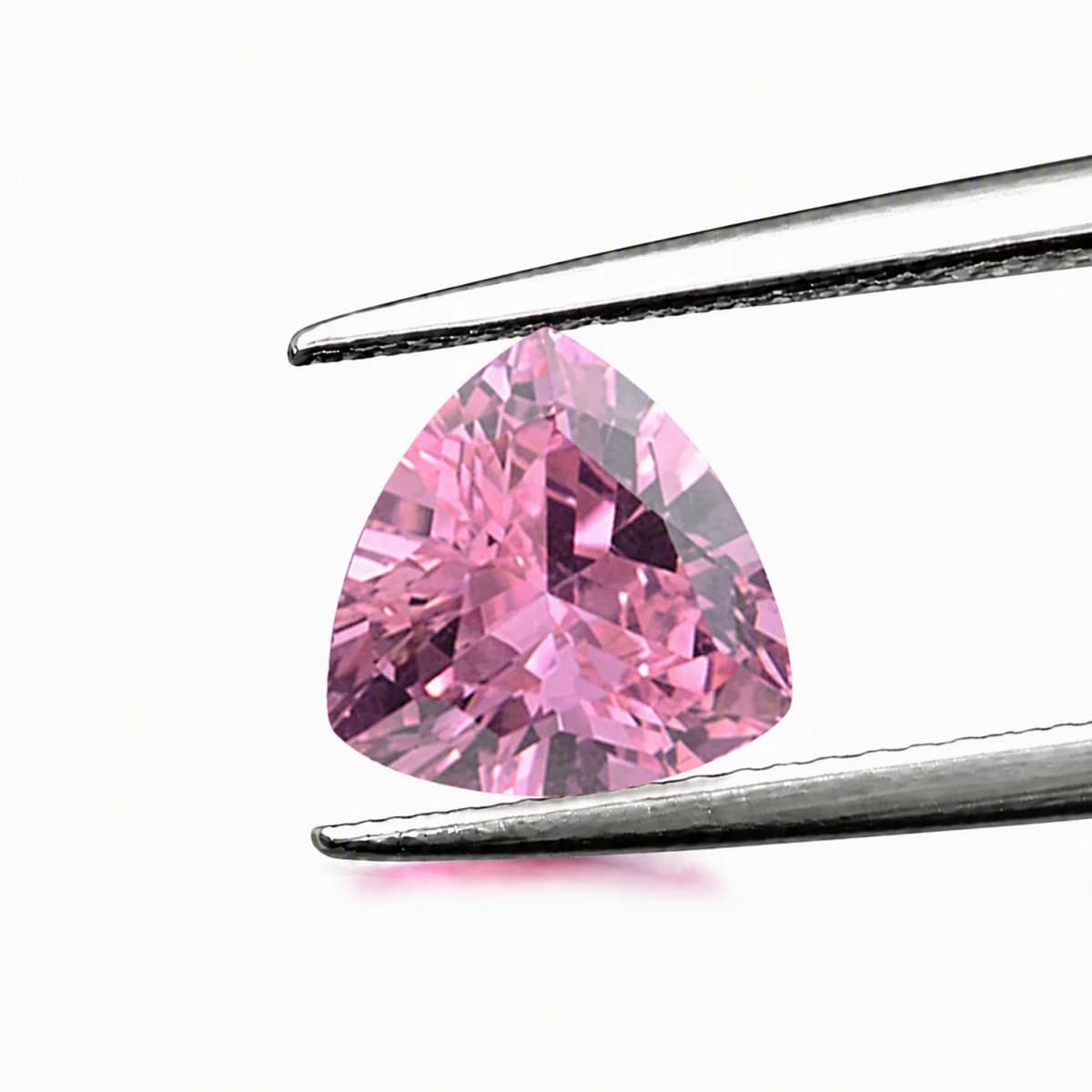 Trillion Cut Triangle Pink Loose Gemstone, Brilliant Faceted Sparkling Polished Pink Loose Stone for Ring Pendant Earrings Jewelry Making DIY Craft Gemstone Gift