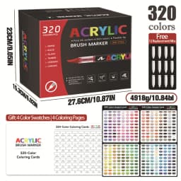 72/120/168/240/288/320/366/418 Colors Straight Liquid Acrylic Art Markers, Vivid Pigment, Paint Pens for Students, Artists & Hand-Painting Projects
