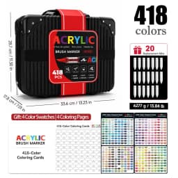 72/120/168/240/288/320/366/418 Colors Straight Liquid Acrylic Art Markers, Vivid Pigment, Paint Pens for Students, Artists & Hand-Painting Projects