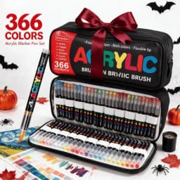 72/120/168/240/288/320/366/418 Colors Straight Liquid Acrylic Art Markers, Vivid Pigment, Paint Pens for Students, Artists & Hand-Painting Projects