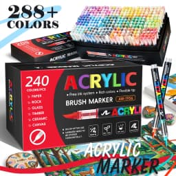 72/120/168/240/288/320/366/418 Colors Straight Liquid Acrylic Art Markers, Vivid Pigment, Paint Pens for Students, Artists & Hand-Painting Projects