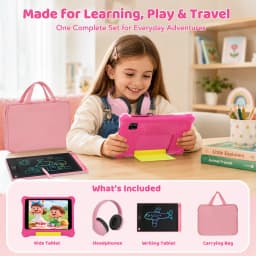 7 Inch Kids Tablet Full Set Android 15 24GB(3+21GB Virtual) 32GB ROM Five‑Core Processor 2800mAh WiFi Bluetooth5.4 With Headphone Writing Drawing Board Carry Bag Children Educational Learning Tablet