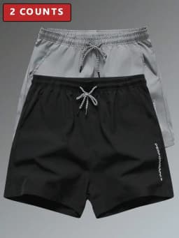 2 Piece Set Mens Shorts Summer Breathable Sports Drawstring Fitness 3/4 Length Pants Pocket Printed Daily Wear Black Green