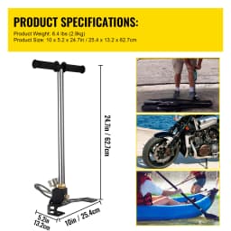 SucceBuy 3 Stage PCP Pump + Pressure Gauge 4500PSI Tire Kayak Ball Inflatable Rifle Air Gun Filling Stirrup High Pressure