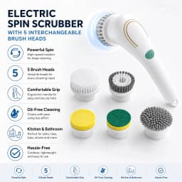 Automatic Cleaning Brush – Sponge Material, Powerful Stain Removal, Multiple Brush Heads, Handle