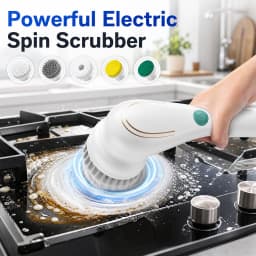 Automatic Cleaning Brush – Sponge Material, Powerful Stain Removal, Multiple Brush Heads, Handle
