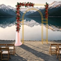 Gold Metal Wedding Arch Backdrop Stand Carbon Steel 44.09lbs Load Square‑Outer Inner‑Arch Frame for Ceremony Birthday Baby Shower