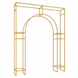 Gold Metal Wedding Arch Backdrop Stand Carbon Steel 44.09lbs Load Square‑Outer Inner‑Arch Frame for Ceremony Birthday Baby Shower