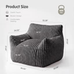 MCQ Living Room Bean Bag Sofa with Memory Foam Filling Corduroy Plush for Adults Recliners Home Theater Seating Reclining Sofa Chair for Living Room