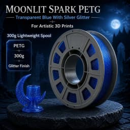300g Sparkling Blue PETG 3D Printer Filament 1.75mm Crystal Translucent Consumable High Strength Smooth Layer Finish for Daily Desk Storage & Crafts
