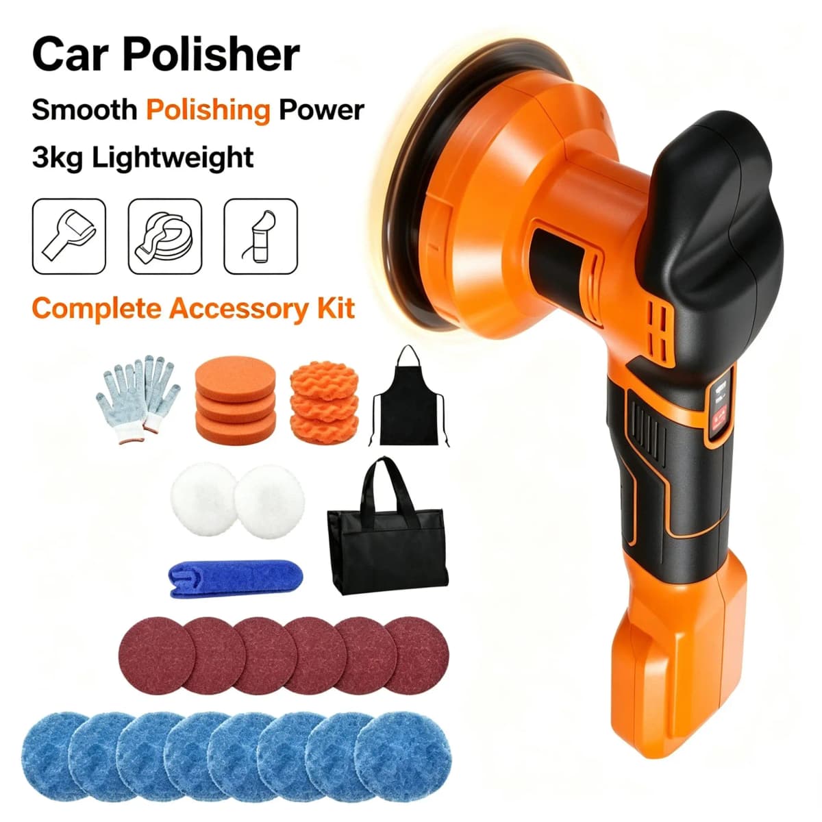 Cordless Car Buffer Polisher 5000RPM Random Orbital Polisher 8 Variable Speed Car Detailing Waxing For Dw 20V Battery Pin