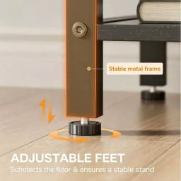 FRODROVIA Nightstand with Charging Station and LED Light, Side Table with 2Fabric Drawers & Open Storage Shelves, Adjustable Leveling Feet,End Table with USB Ports & Outlet for Living Room
