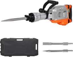 Tacleekii 1500W Heavy Duty Electric Demolition Jackhammer 1800 BPM 60J Impact Energy, Anti-Vibration 360° Adjustable Handle, Carrying Case - For Masonry, Foundation, Tile Removal - Includes JH-65