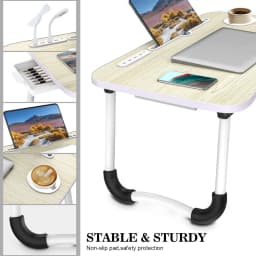 Foldable Home Office Desk - 1-Second Open, No Assembly, Portable Laptop Stand with Storage & Upgraded Protective Packaging for Remote Work