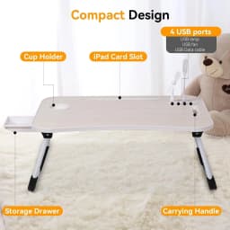 Foldable Home Office Desk - 1-Second Open, No Assembly, Portable Laptop Stand with Storage & Upgraded Protective Packaging for Remote Work