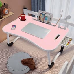 Foldable Home Office Desk - 1-Second Open, No Assembly, Portable Laptop Stand with Storage & Upgraded Protective Packaging for Remote Work