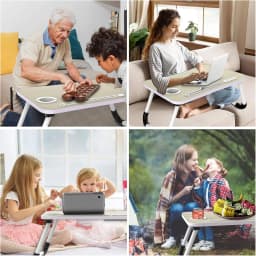 Foldable Home Office Desk - 1-Second Open, No Assembly, Portable Laptop Stand with Storage & Upgraded Protective Packaging for Remote Work