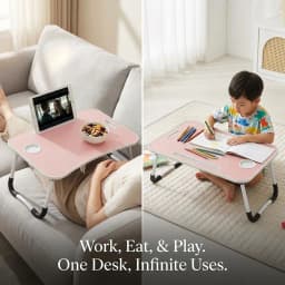Foldable Home Office Desk - 1-Second Open, No Assembly, Portable Laptop Stand with Storage & Upgraded Protective Packaging for Remote Work